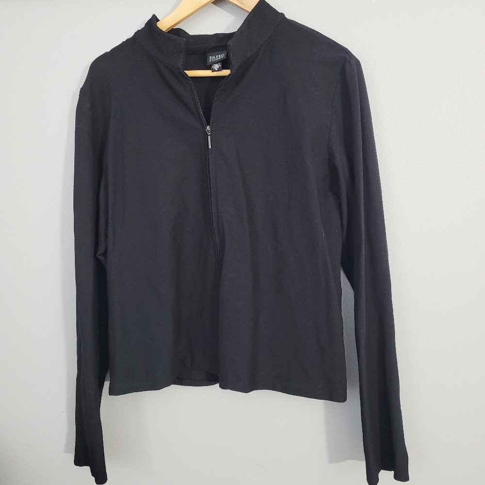 Eileen Fisher Long Sleeve Black Zip Up | M